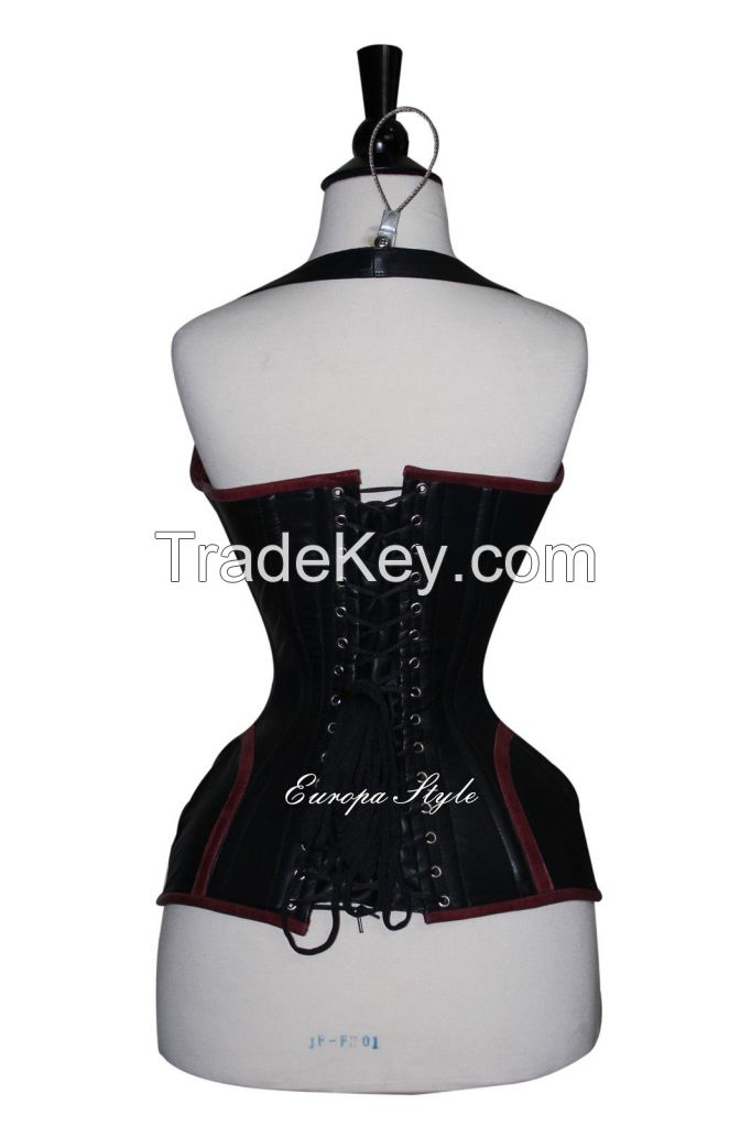 Lace Up Black STEAMPUNK REAL Leather CORSET