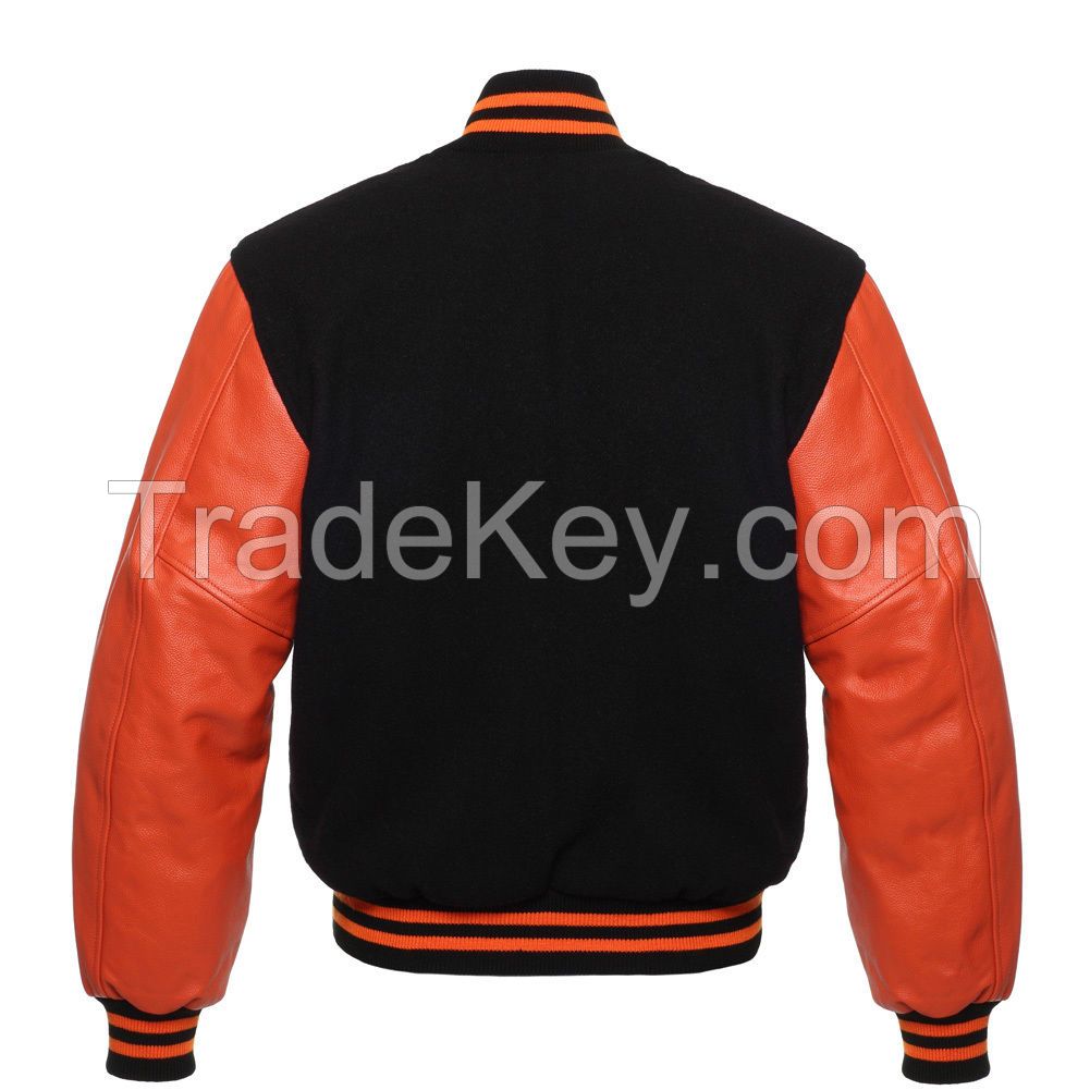 top Quality varsity Lettermen Wool Jacket with Leather Sleeves