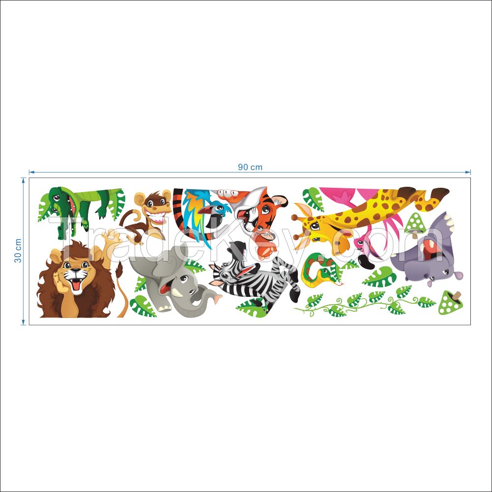 2017 removable cartoon animals sticker for kids room