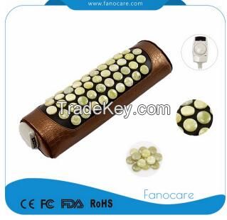 Narutal jade stone heating neck support far infrared anions therapy biomat back massage pillow