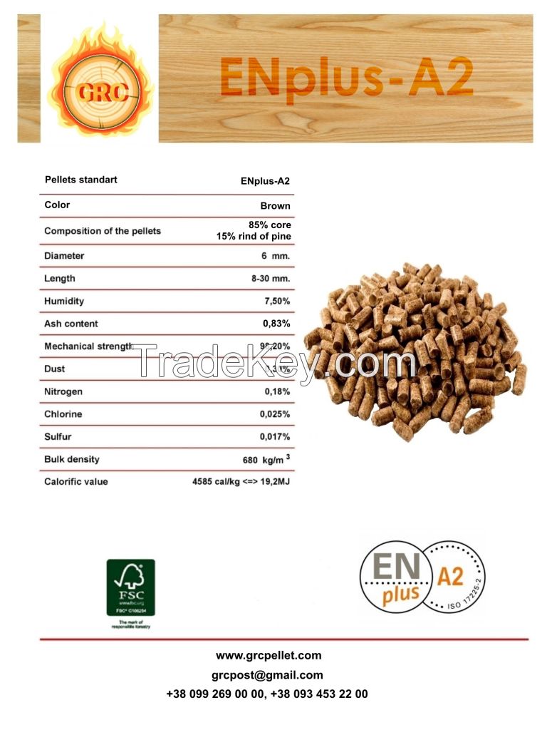 Wood pellet EN-A2, Ash - 0, 83%,