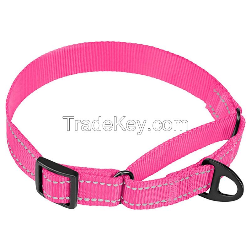 nylon dog collar with reflctive stripes , durable dog collar for small medium large dog