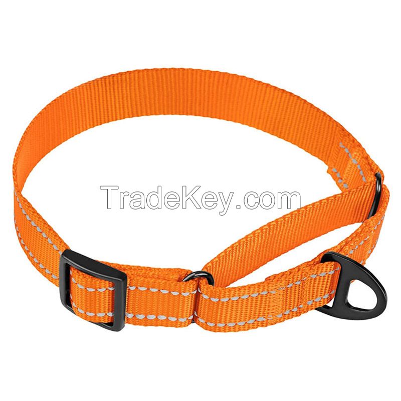 nylon dog collar with reflctive stripes , durable dog collar for small medium large dog