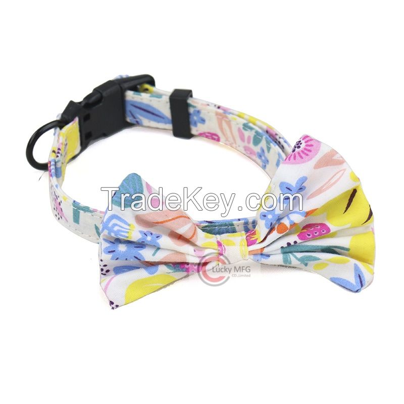 custom Cotton fabric Pet Cat Dog Harness Leash Lead Collar Set