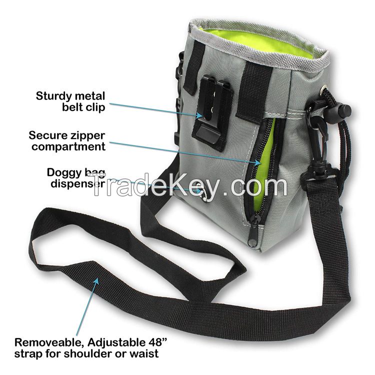 waterproof canvas pet snack bag walking dog training treat pouch bag with waist belt