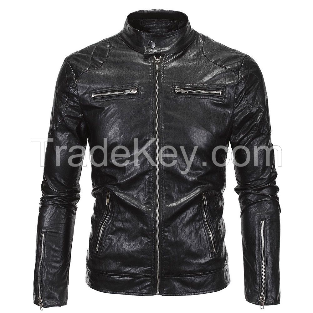 LEATHER MEN FASHION JACKET KMX-0089