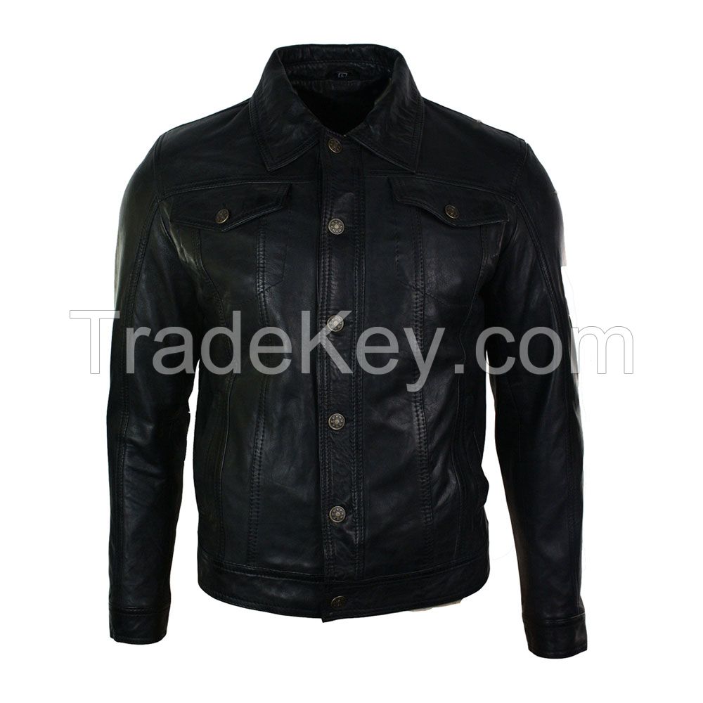 LEATHER MEN FASHION JACKET KMX-0085