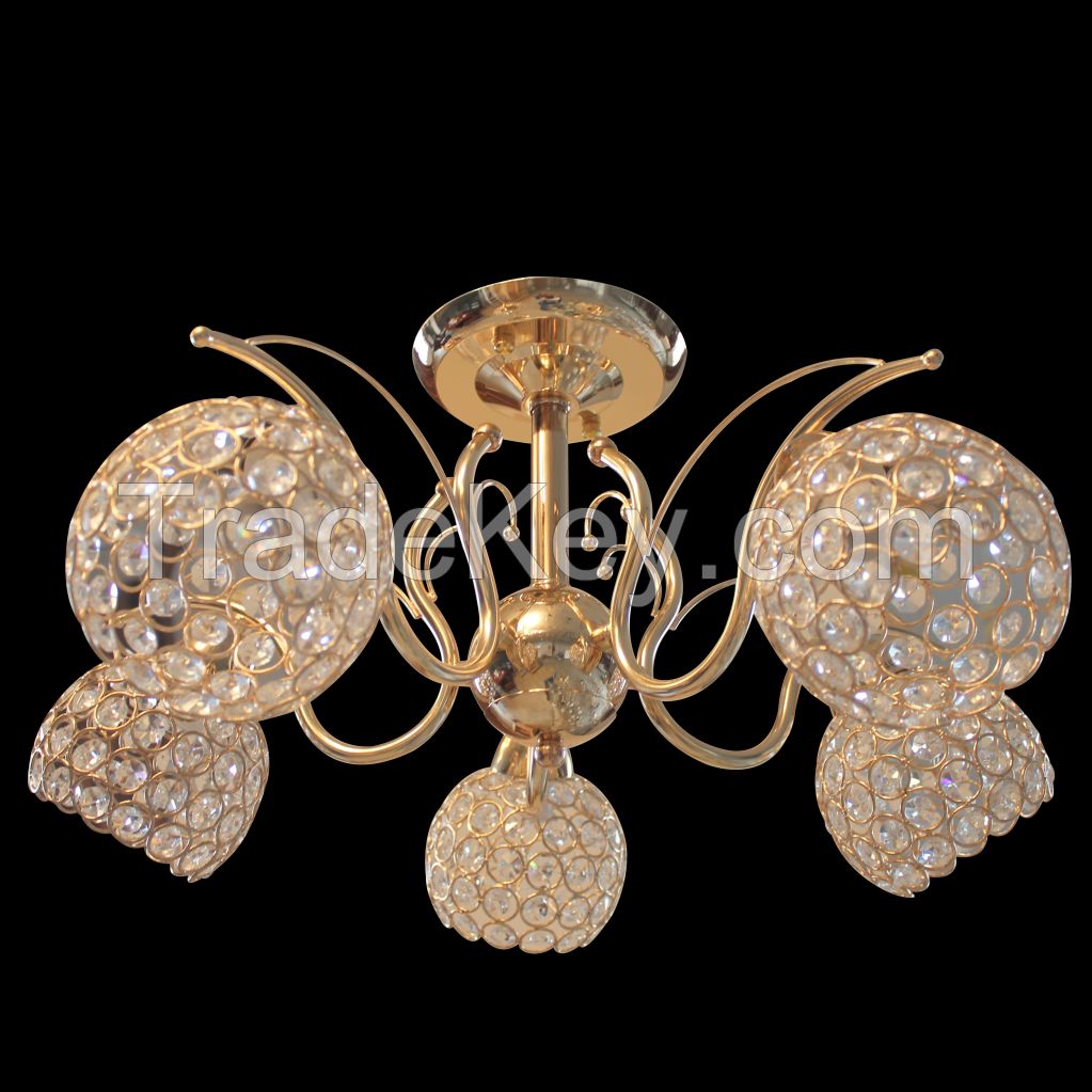 Gold color chandelier, luxury ceiling lamp