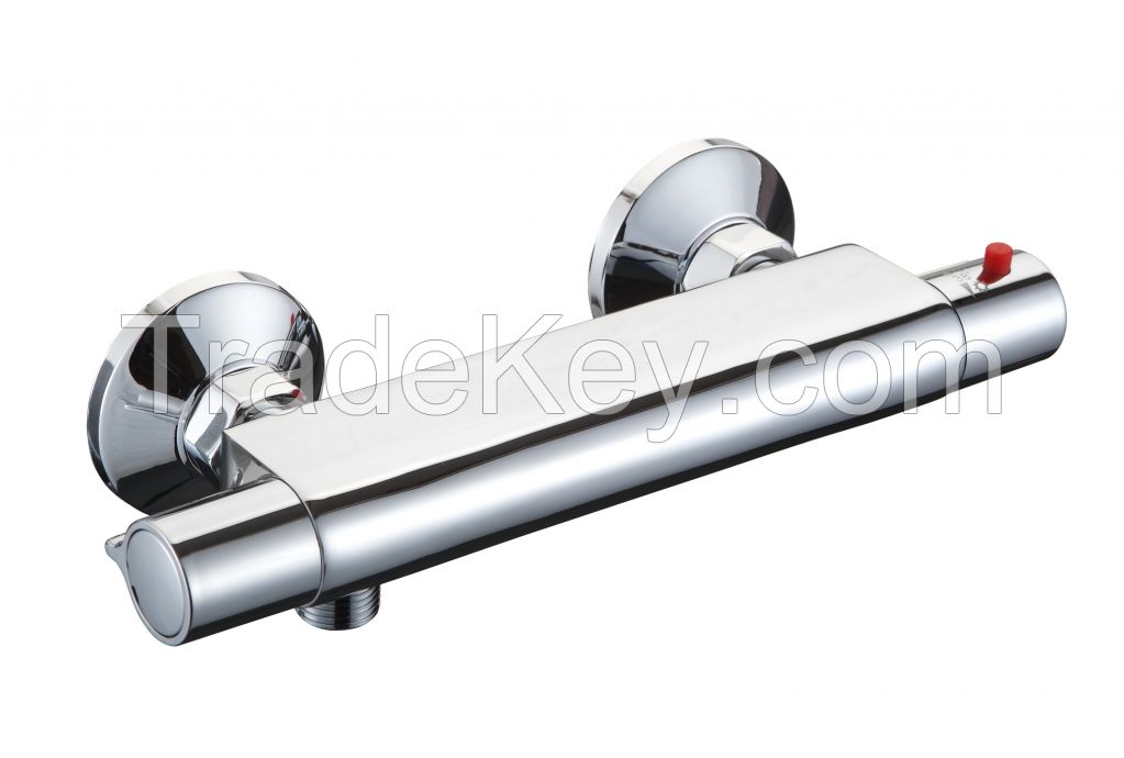 Modern Thermostatic Wall Mounted Bar Shower Mixer Tap Valve Brass Body Chrome Finished 