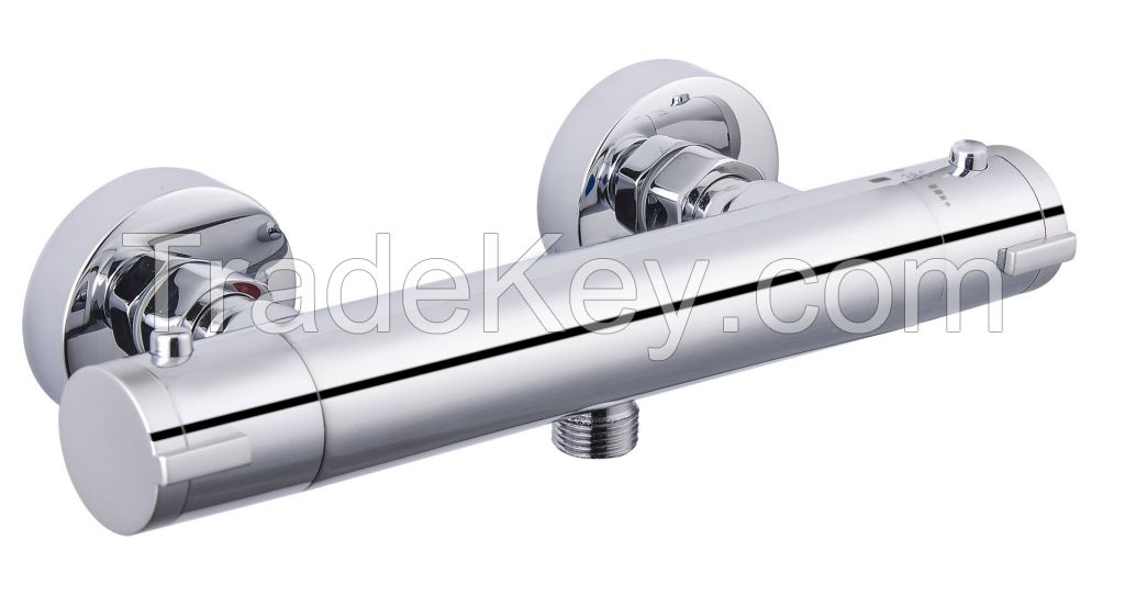 Modern Thermostatic Wall Mounted Bar Shower Mixer Tap Valve Brass Body Chrome Finished 