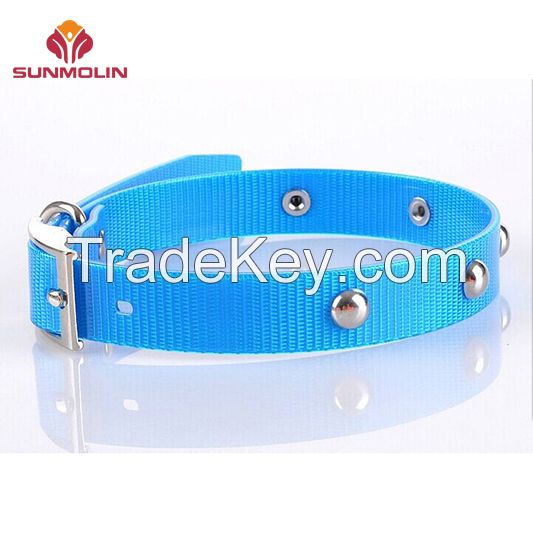 Plastic TPU coated dog collar with metal dots