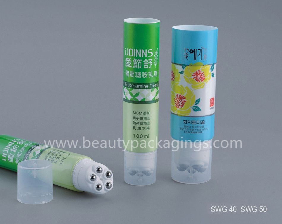 Five Roller Ball Massage Applicator Plastic Facial Cosmetic Tube Bottle