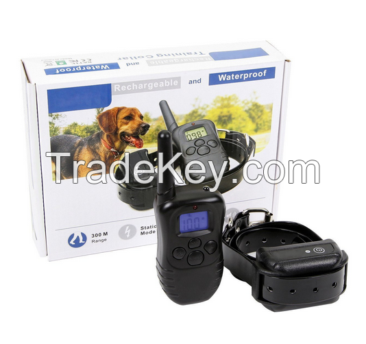 1000m waterproof and rechargeable remote dog training collar static shock &amp; vibration dog collars for 2 dogs