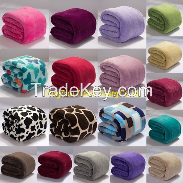 Solid printed flannel blanket polyester blanket