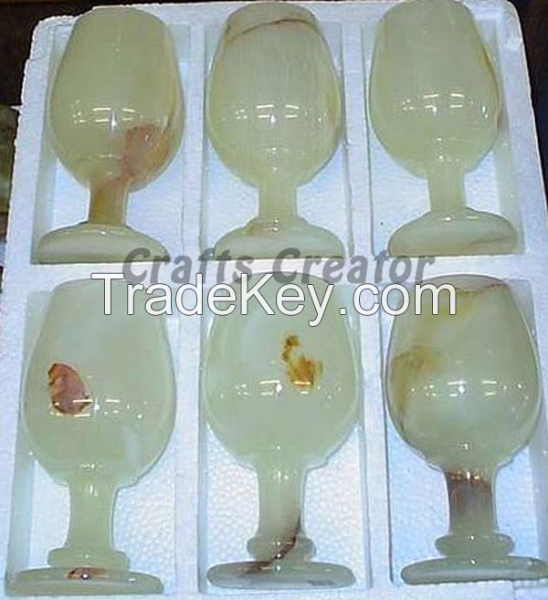 MARBLE ONYX WINE GLASSES AND CUPS