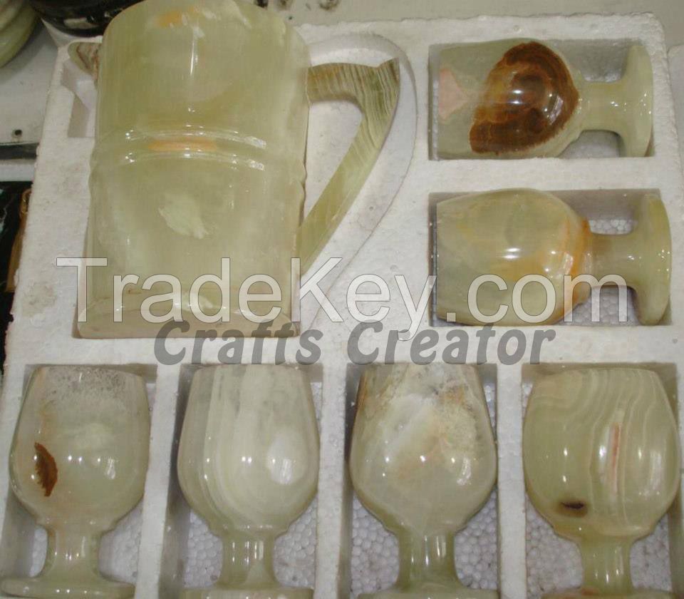 MARBLE ONYX WINE GLASSES AND CUPS