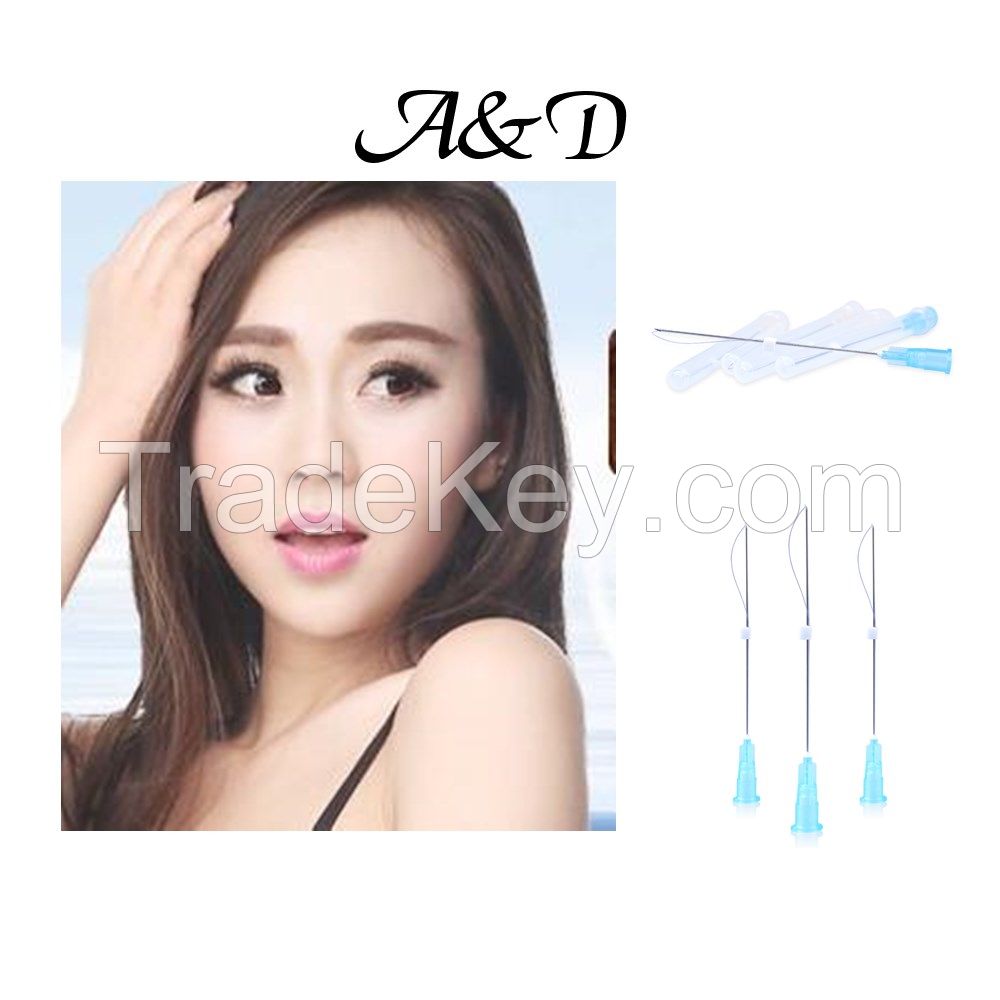 Mono screw blunt needle cannula thread for lines