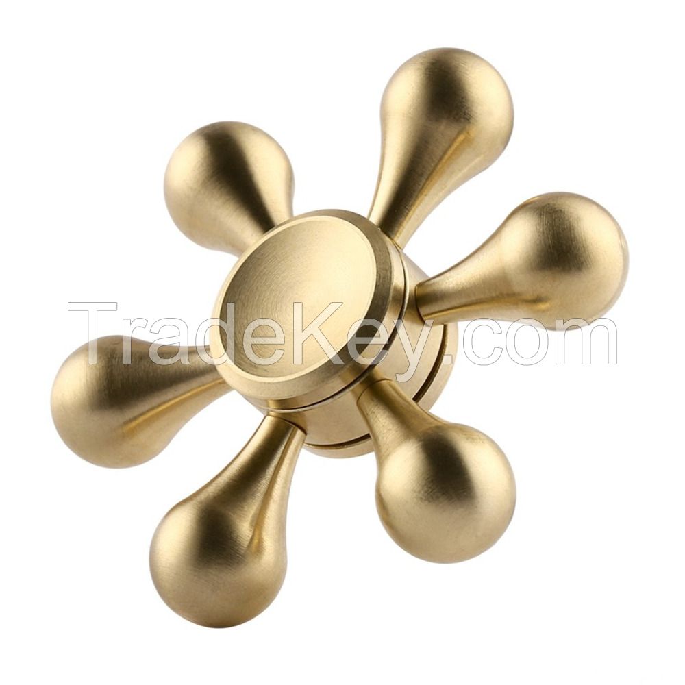 Copper Hand Spinner Copper Fidget Spinner Six Corner Focus Anti Stress Spinning Toys Tops Gift EDC Finger Spiner