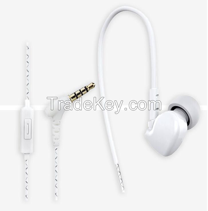 Light weight handsfree sports earphone with mic and ear-hook
