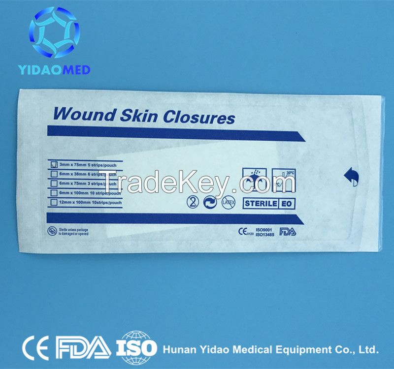 Disposable medical white adhesive wound skin closure tape strip