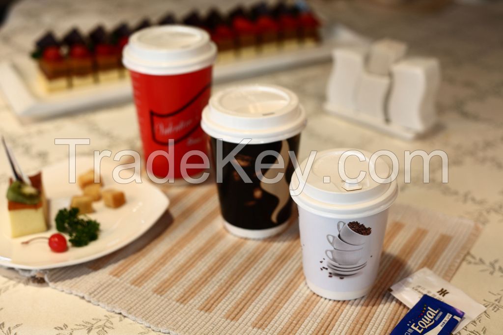 Wholesale Disposable white plain cardboard double wall paper coffee carton cup for coffee in cardboard