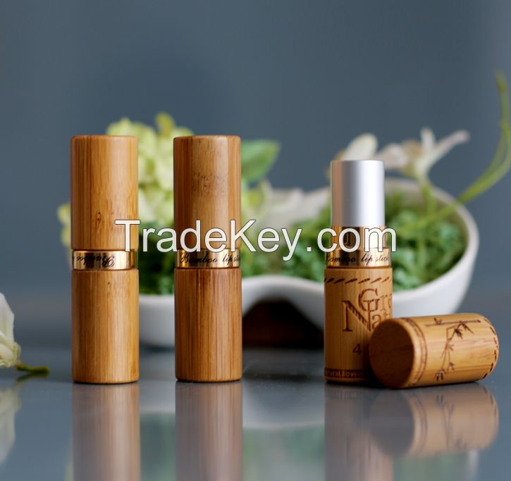 Eco-friendly Bamboo Carved Lipstick Tubes Cosmetic Packaging