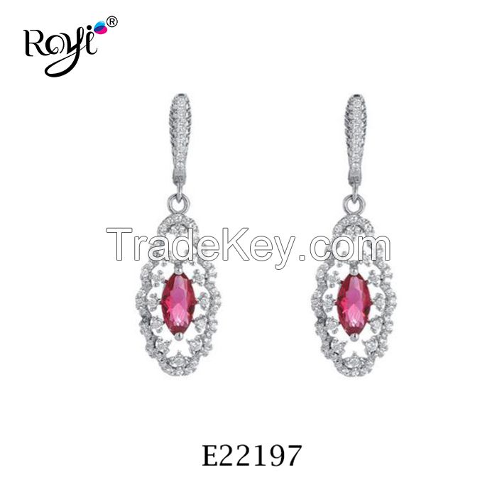 925 silver wedding earring with ruby stone