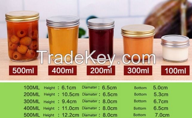 500ml 400ml 300ml 200ml 100ml Mason Jar Packing Jam