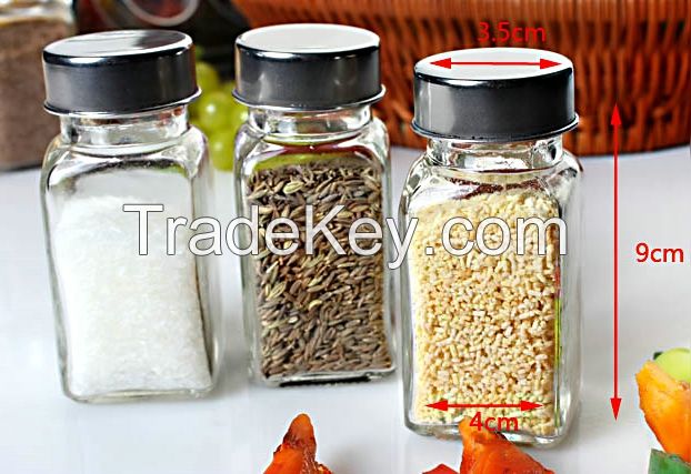 100ml Square glass salt pepper shaker of Glass bottle ktichen