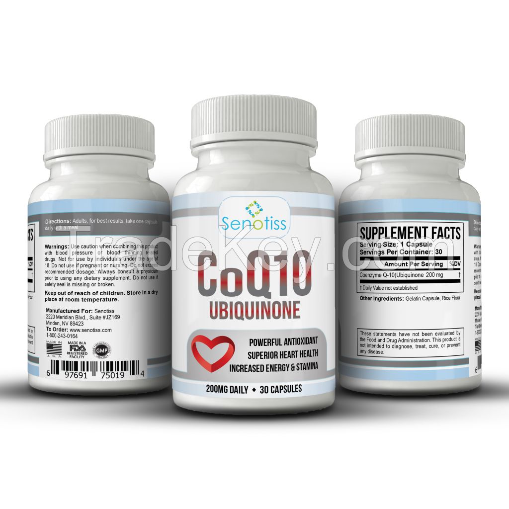 Pure CoQ10 - High Absorption Coenzyme Q10 Ubiquinone Supplement Capsules, Powerful Antioxidant CO Q-10 Enzyme Vitamin Capsules, for Healthy Blood Pressure &amp;amp;amp; Superior Heart