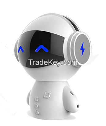 Lucky Robot Bluetooth Speaker With Power Bank -New Date Mini Portable Robot Smart Blueototh Speaker With Power Bank Function (White)