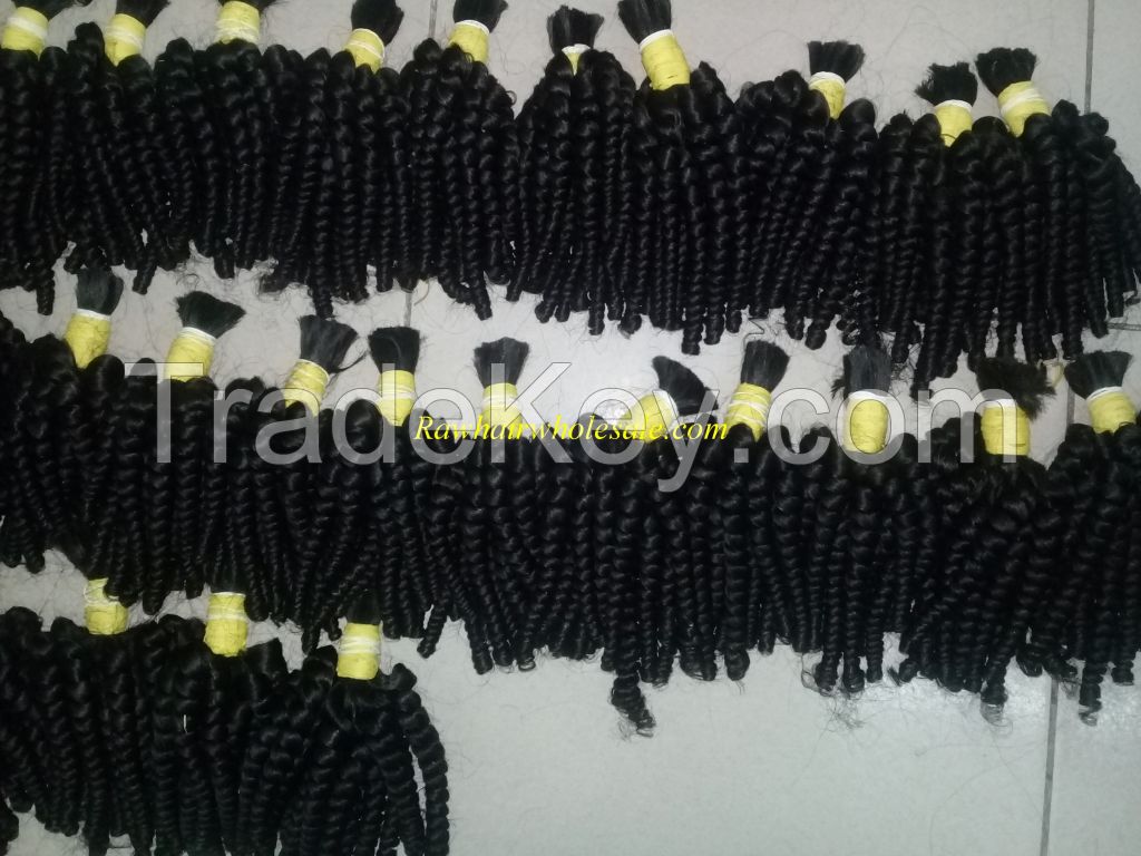 Cambodian curly natural black bulk hair wholesale