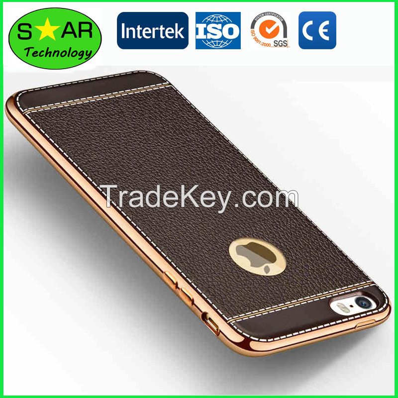 TPU With Litchi Grain Electroplating Phone Case