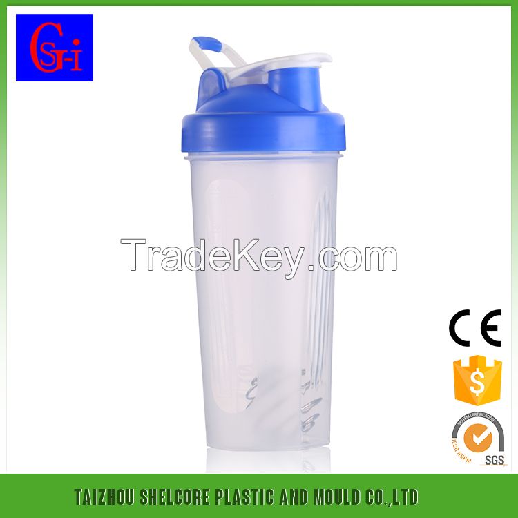 Plastic sport protein shaker bottle