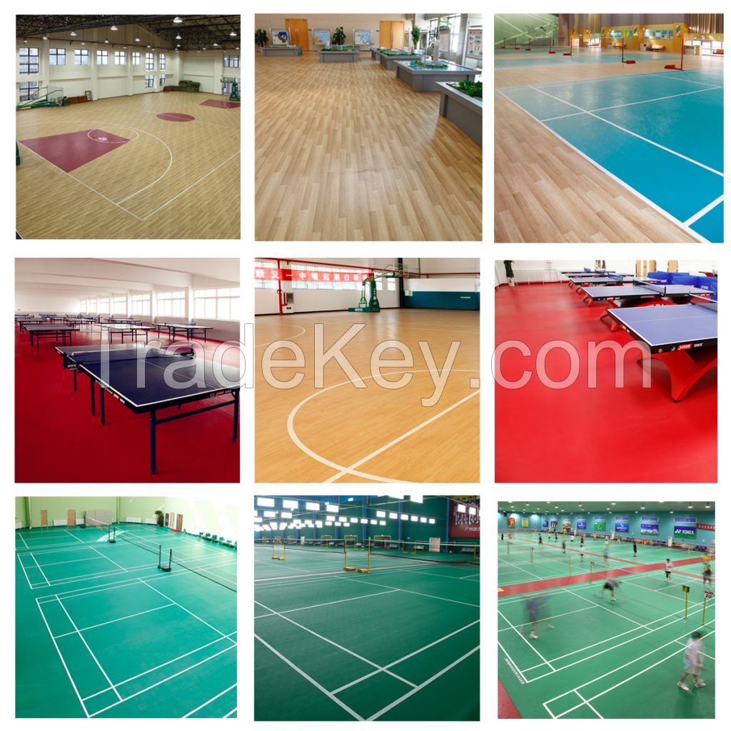Red Vinyl Sports Floor for Table Tennis Gym Multi-Function Gem Pattern 4.5mm
