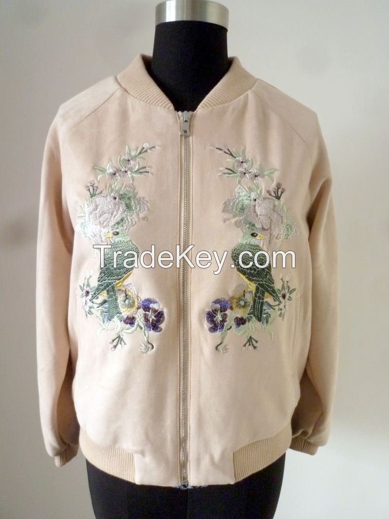 Women's suede jackets with fancy embroidery