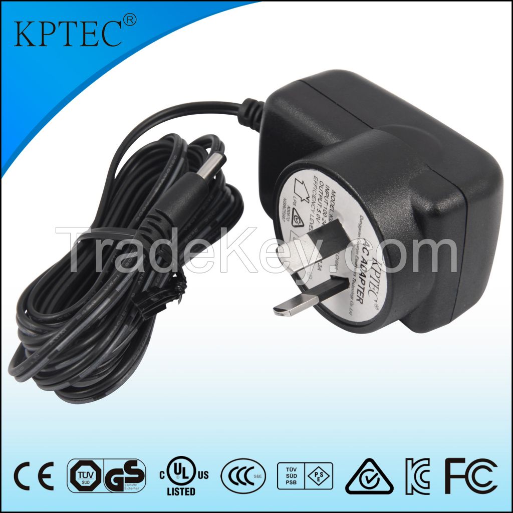 Australia Plug AC/DC Adapter with SAA and Gems 6W/9W/12W