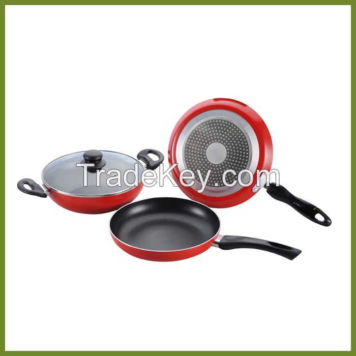 aluminum non stick coating cookware set Wok fry pan saucepot with lid