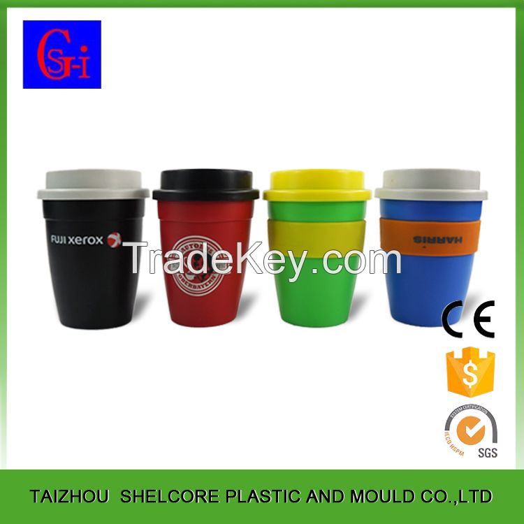 Promotional FDA LFGB quality Cute Reusable 360ml custom printed reusable starbuckss PP coffee cup with silicone lid 