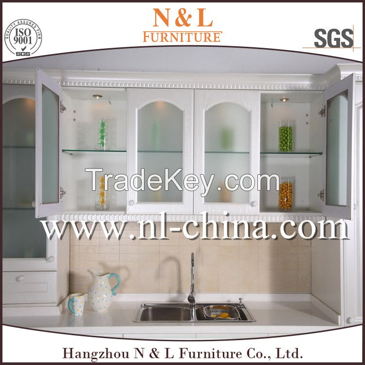 Modern High Gloss PVC Wooden Kitchen Cabinet with Island