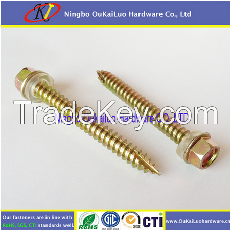 Yellow Passivated Hex Head with Rubber Washer Type 17 Roofing Screws 