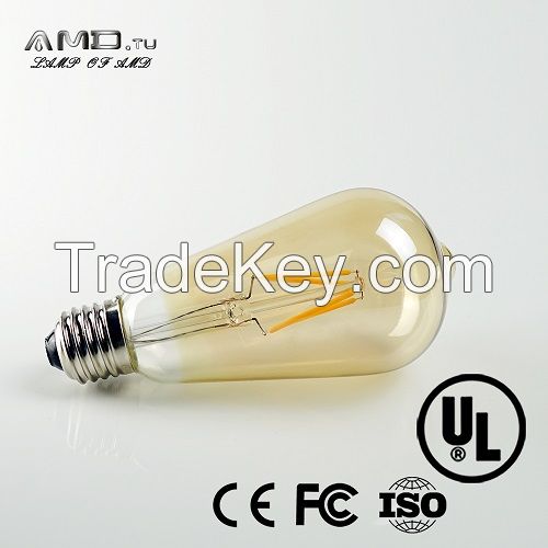 Decorative led gbloe ST64 4w 220v led filament light