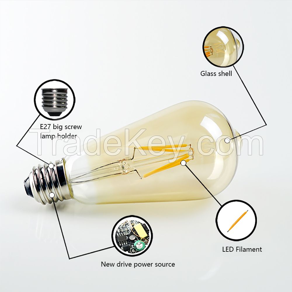 Decorative led gbloe ST64 4w 220v led filament light