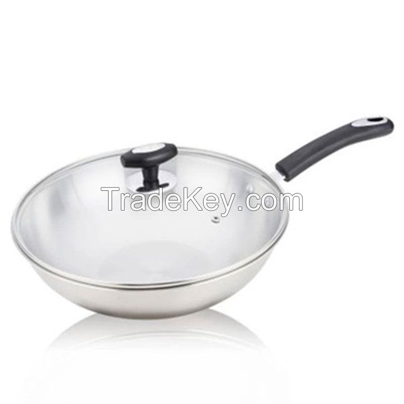 Stainless Steel Deep Wok Pan Non Stick La Sera Cookware Set Silicone Hand Well Equipped Kitchen Cookware 