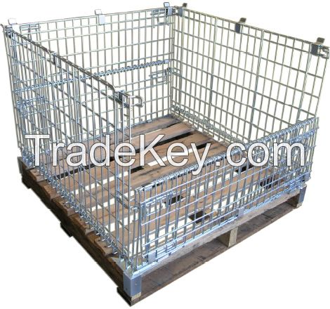 Warehouse storage wire mesh cage pallet 