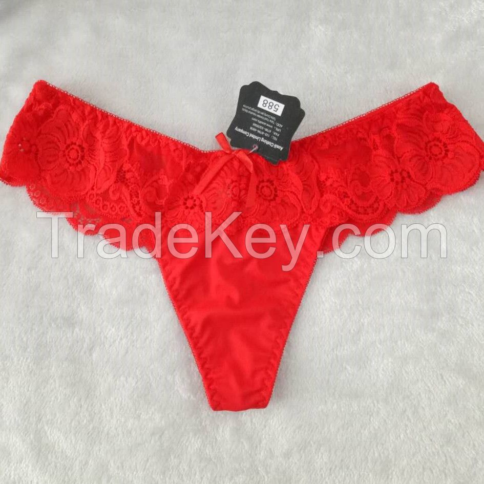 China wholesale new peony bordeaux red sexy briefs lace spandex fancy
