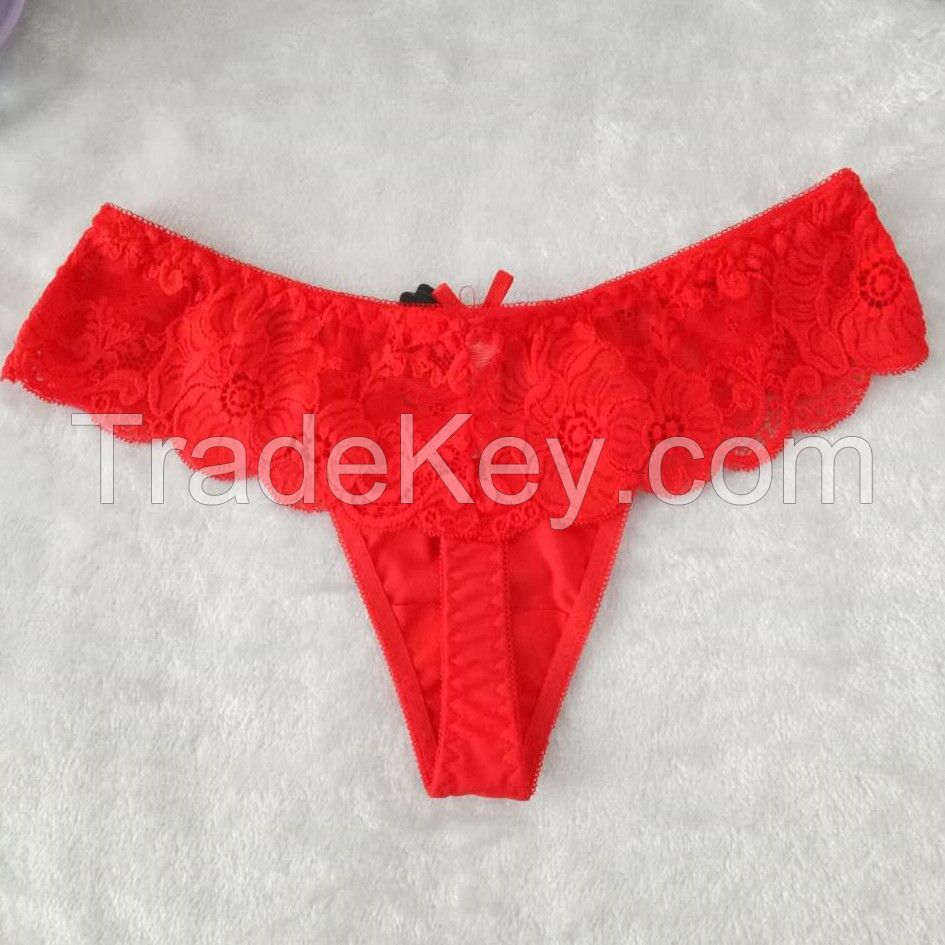 China wholesale new peony bordeaux red sexy briefs lace spandex fancy