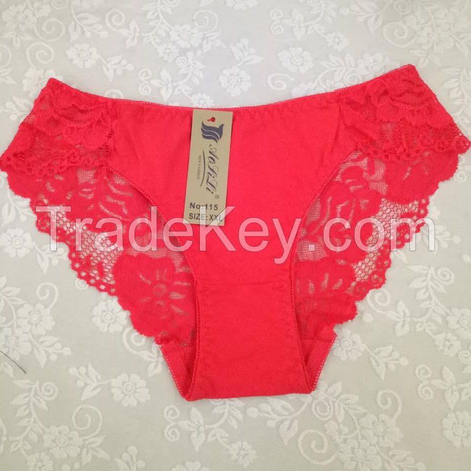 OEM wholesale cheap Ladies sexy lace cotton panty 115 seamless briefs