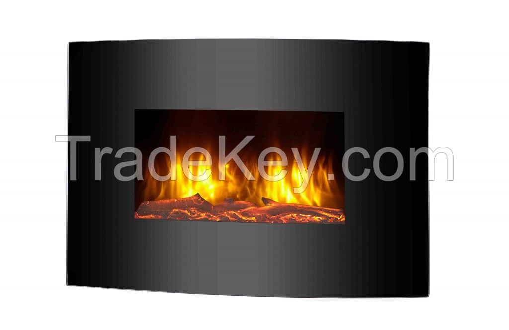 23&quot; Wall mounted electric fireplace, curved electric fire with LED lights