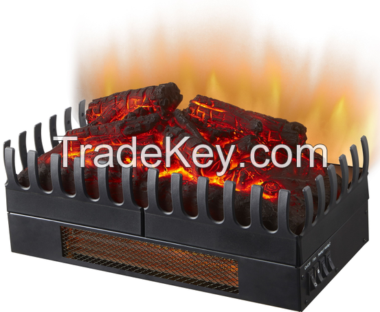 Electric Fireplace Resin Log Insert Wood Crackling Fire Faux Fake Flame Glowing